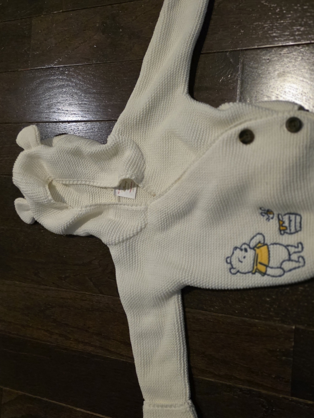 Winnie The Pooh Cream Hooded Sweater with Bear Embroidery